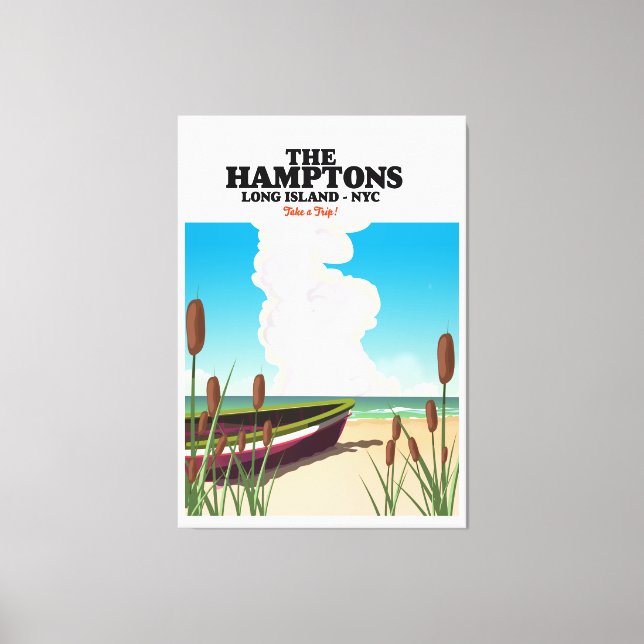 Impressão Em Tela A NYC de Hamptons Long Island, poster de viagens. (Frente)