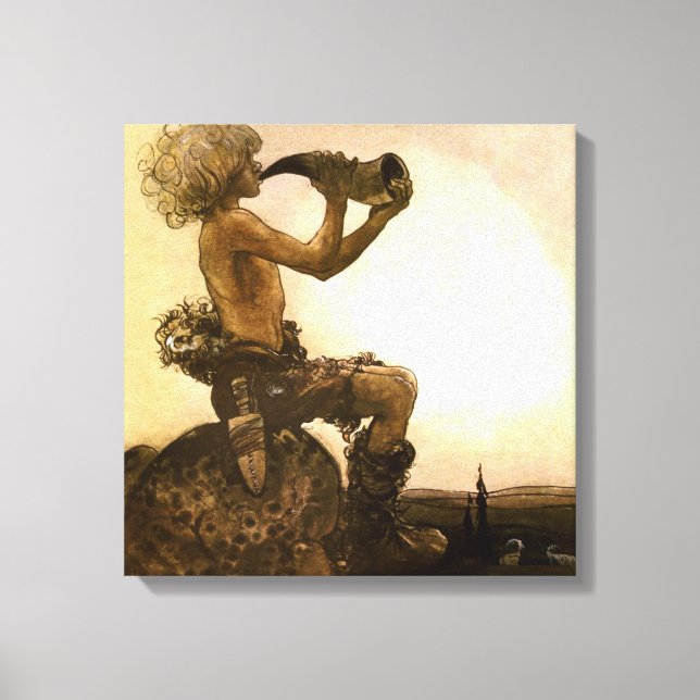 Impressão Em Tela "A Pequena Pastora" aquarela de John Bauer (Frente)