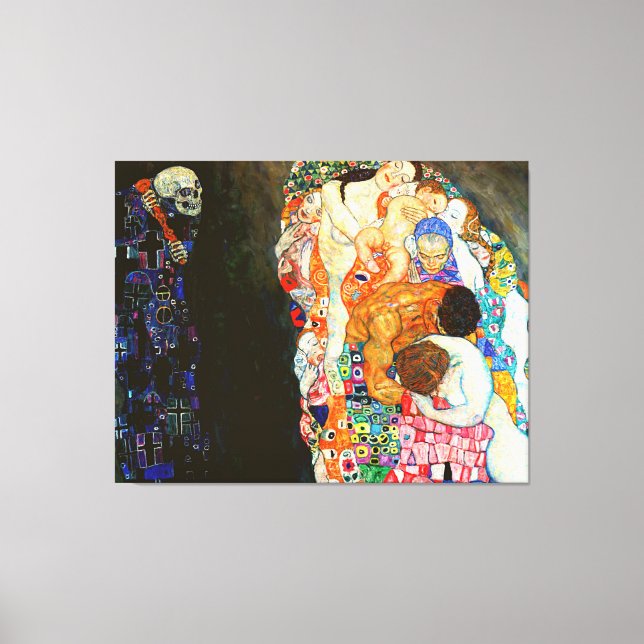 Impressão Em Tela A pintura da Morte e da Vida de Gustav Klimt. (Frente)