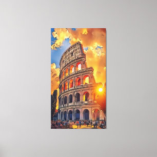 Impressão Em Tela A pintura do Colossus ao pôr do sol Roma, Itália 