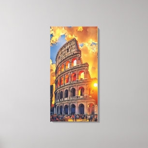 Impressão Em Tela A pintura do Colossus ao pôr do sol Roma, Itália 
