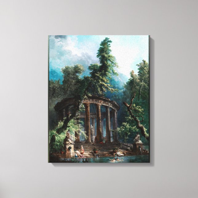Impressão Em Tela A Piscina de banho de Hubert Robert segundo Editio (Frente)