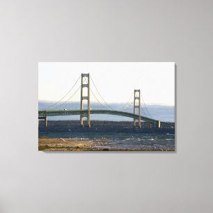 Impressão Em Tela A Ponte Mackinac atravessando os Estreitos de 3