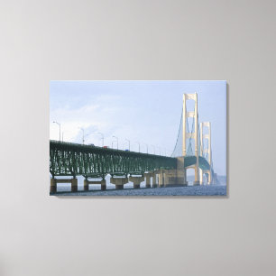 Impressão Em Tela A Ponte Mackinac que atravessa o Estreito de