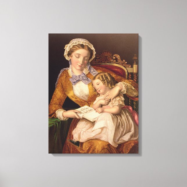 Impressão Em Tela A primeira lição, pub. de Baxter, 1855 (impressão) (Frente)