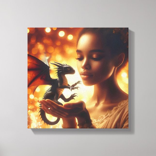 Impressão Em Tela  a princess and her baby dragon (Frente)