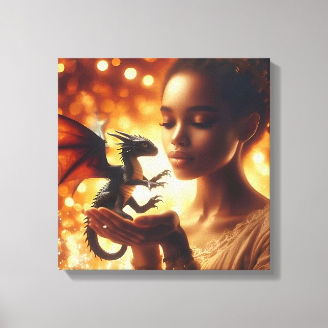 Impressão Em Tela  a princess and her baby dragon (Frente)