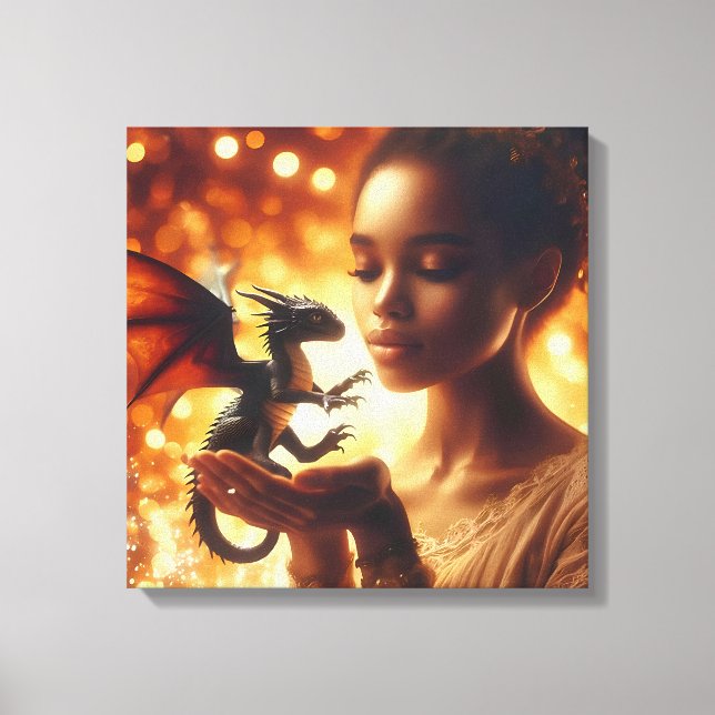 Impressão Em Tela  a princess and her baby dragon (Frente)