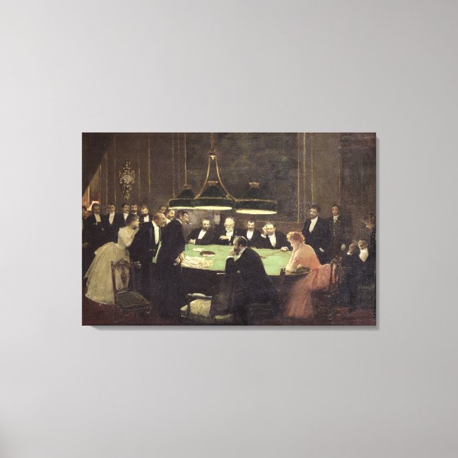 Impressão Em Tela A sala de jogos no cassino, 1889 (Frente)