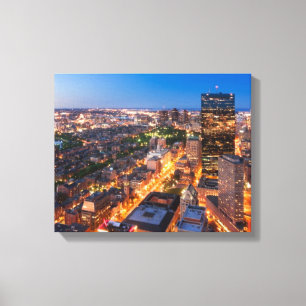 Impressão Em Tela A skyline de Boston no crepúsculo