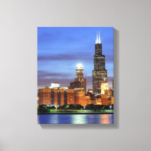 Impressão Em Tela A skyline de Chicago do planetário de Adler