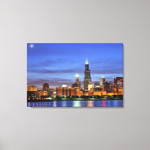 Impressão Em Tela A skyline de Chicago do planetário de Adler