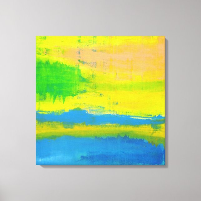 Impressão Em Tela "A SUNNY DAY" Yellow Blue Abstrato Art (Frente)