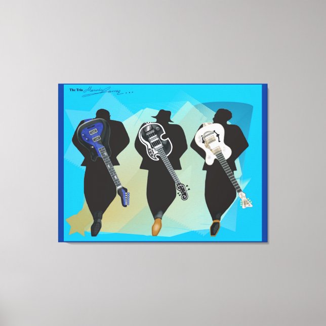 Impressão Em Tela A tela de desenho trio estendida - plano de fundo  (Frente)