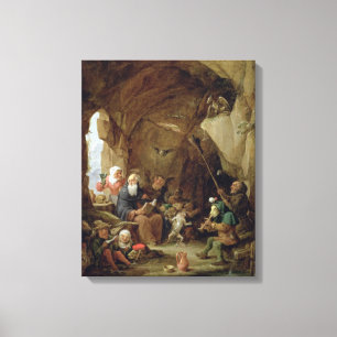 Impressão Em Tela A tentação de St Anthony em uma caverna rochosa
