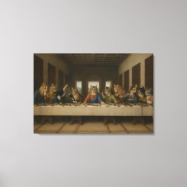 Impressão Em Tela A Última Ceia dos Gatos Paródia da Arte Renascenti