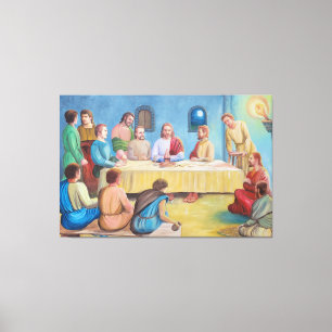 Impressão Em Tela A Última Ceia: Jesus e os Discípulos