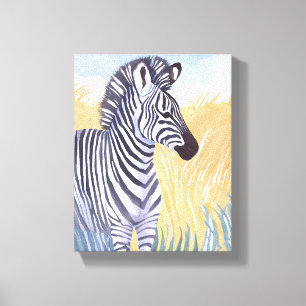 Impressão Em Tela A Zebra Animal Safari Nature Aquarela