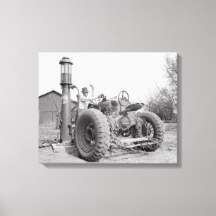 Impressão Em Tela Abastecendo o Trator, 1940