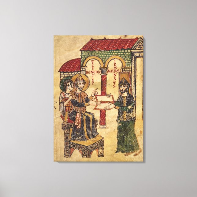Impressão Em Tela Abbot John oferece manuscrito Benedict (Frente)