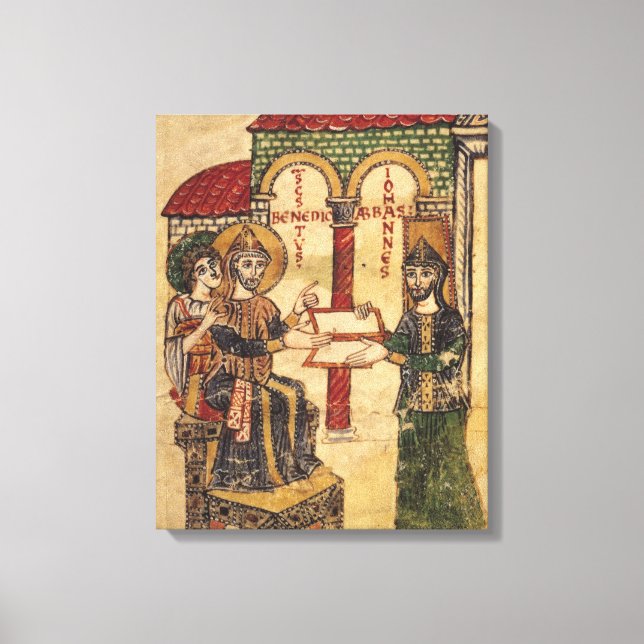 Impressão Em Tela Abbot John oferece manuscrito Benedict (Frente)
