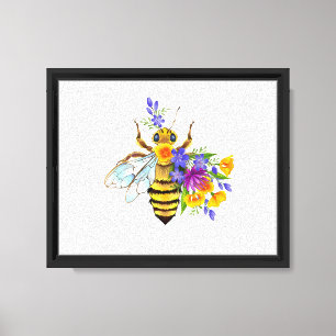Impressão Em Tela Abeja flor com plantas silvestres
