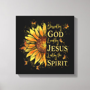 Impressão Em Tela Abençoado Por Deus - Amado Por Jesus, Girassol