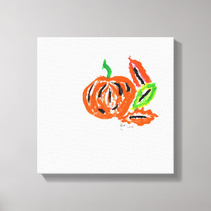 Impressão Em Tela Abóbora De Aquarela