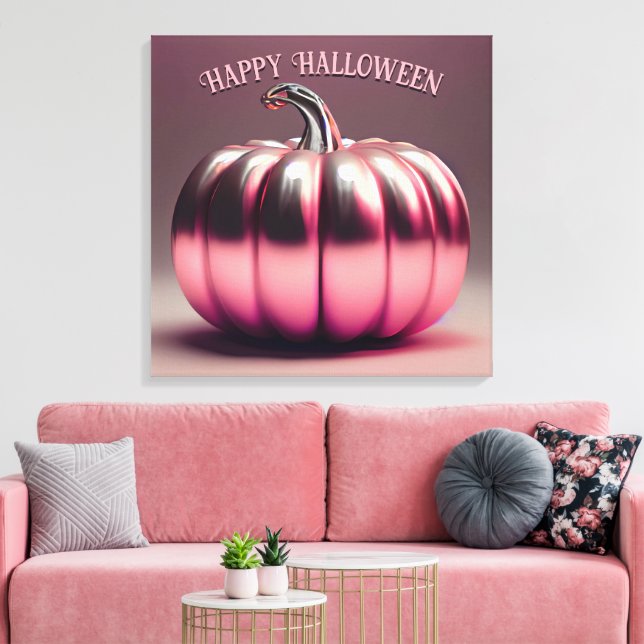 Impressão Em Tela Abóbora Rosa Brilhante (Insitu(Sala de estar))