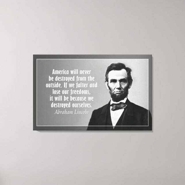 Impressão Em Tela Abraham Lincoln Citação sobre a América (Frente)