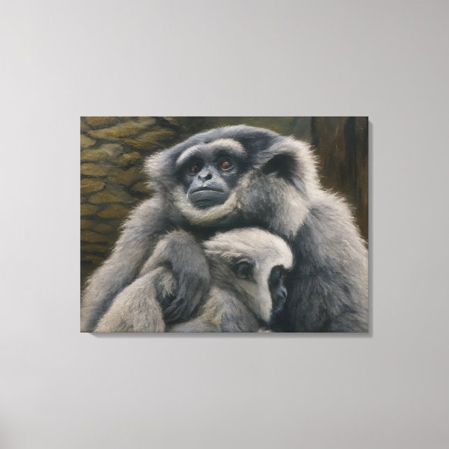 Impressão Em Tela Abrigo Gibbon - Retrato Emocional de Vida Selvagem (Frente)