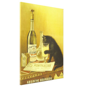 Impressão Em Tela Absinthe Bourgeois e Cat Fine Poster vintage