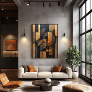 Impressão Em Tela Abstração Dourada