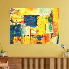 Impressão Em Tela Abstração Expressionista Colorida Moderna