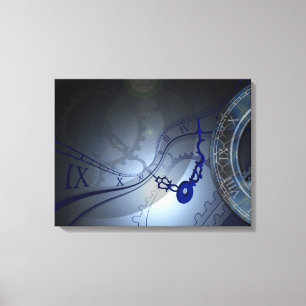 Impressão Em Tela Abstract Blue Melting Clock Design