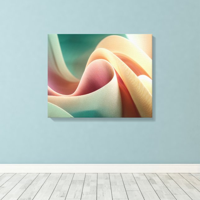 Impressão Em Tela Abstract Drapery with Pastel Gradient Flow (Insitu(piso de madeira))