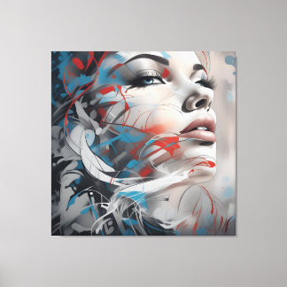 Impressão Em Tela Abstract painting beautiful woman face