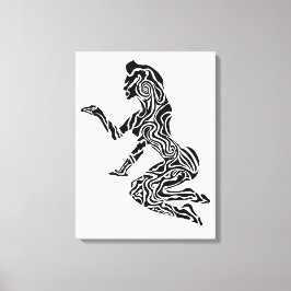 Impressão Em Tela Abstract Rearing Horse Art | Modern Black & White 