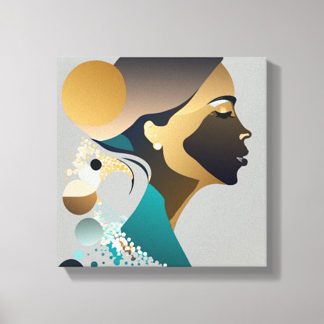 Impressão Em Tela Abstrake Eleganz in Blaugrün und gold # 1 (Frente)