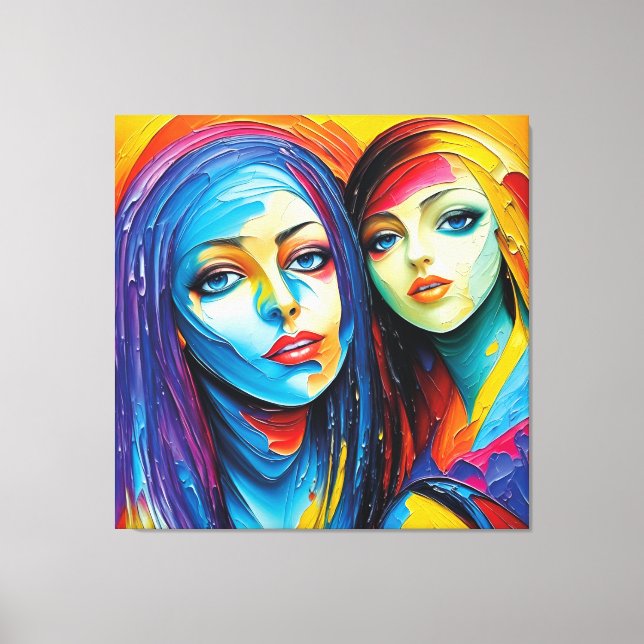 Impressão Em Tela abstrakte Engel in Öl, fantastisches Gemälde Motiv (Frente)