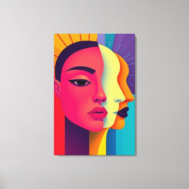 Impressão Em Tela Abstrakte Frauen Gesichter (Frente)