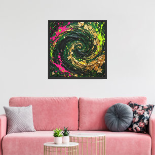 Impressão em Tela Abstrata Vibrante com Salpicos e