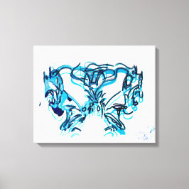 Impressão Em Tela Abstrato Art Blue e Teal