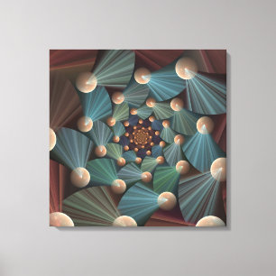 Impressão Em Tela Abstrato, Arte Fractal Com Profundidade De Azul De