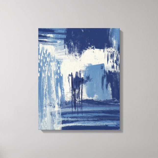 Impressão Em Tela Abstrato Azul e Marfim (Frente)