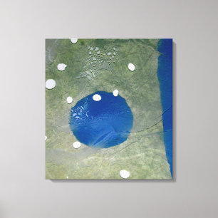 Impressão Em Tela Abstrato Azul, Verde e Branco