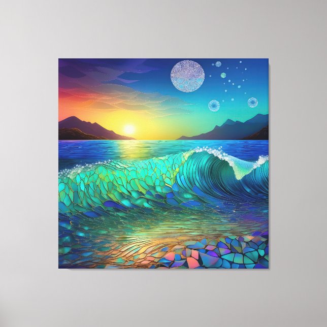Impressão Em Tela Abstrato Azure Seascape (Frente)