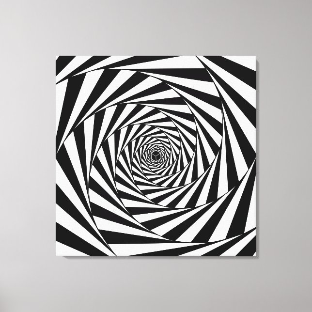 Impressão Em Tela Abstrato Black & White Swirl Spirway Art (Frente)