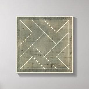 Impressão Em Tela Abstrato Blueprint com Formas Geométricas