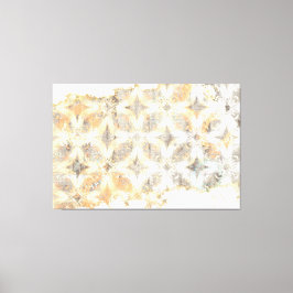 Impressão Em Tela Abstrato Branco, Cinza, Laranja e Padrão Azul